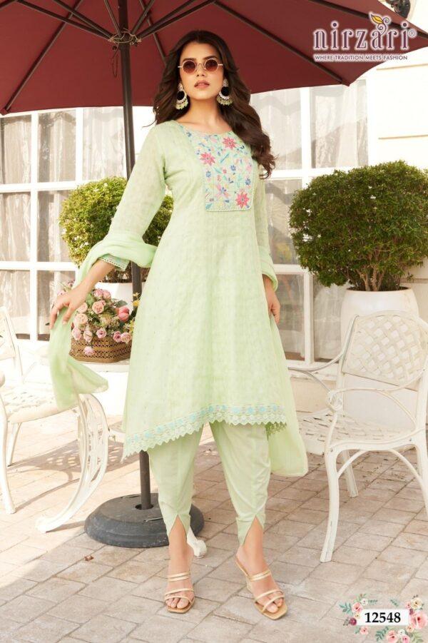 C-Cut Cotton 3-Piece Kurti Set with Tulip Pants