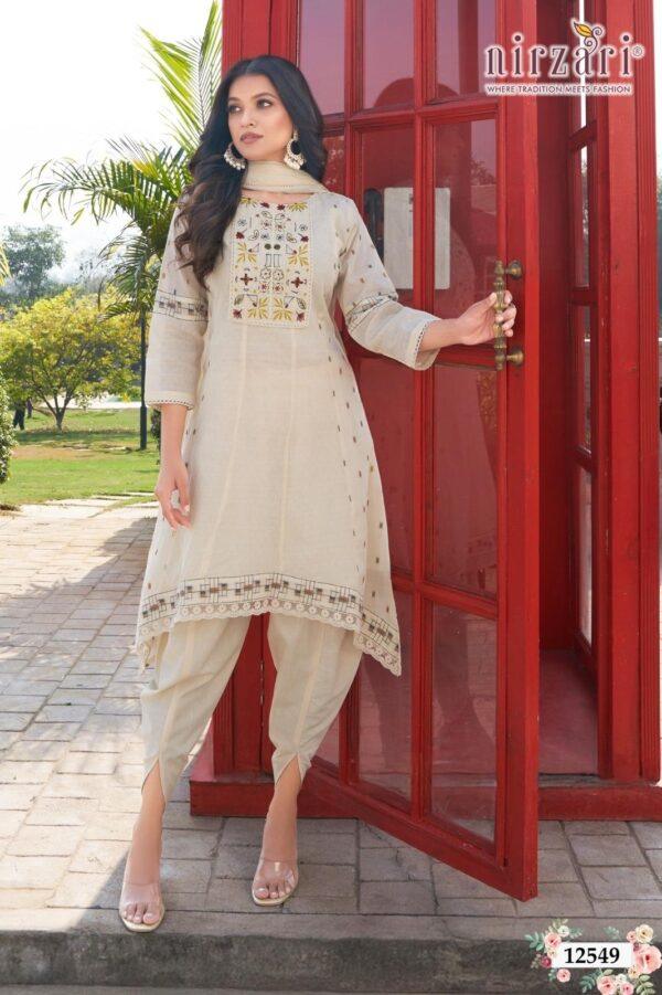 C-Cut Cotton 3-Piece Kurti Set with Tulip Pants