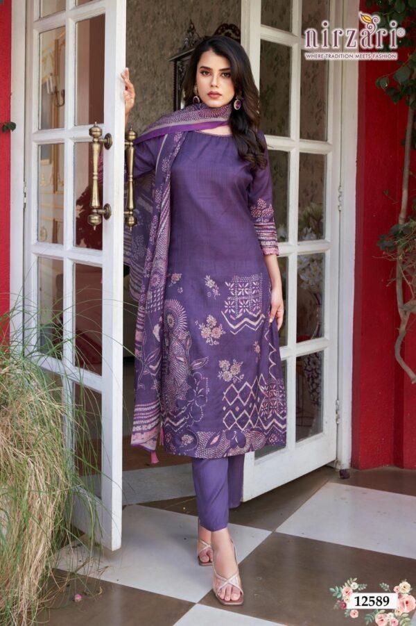 Indigo Dola Silk 3-Piece Kurti Set with Dupatta