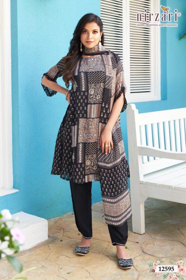 Black Dola Silk 3-Piece Kurti Set with Dupatta