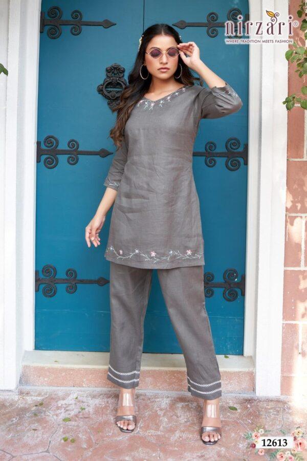 Grey Pure Linen Co-Ord Set for Women