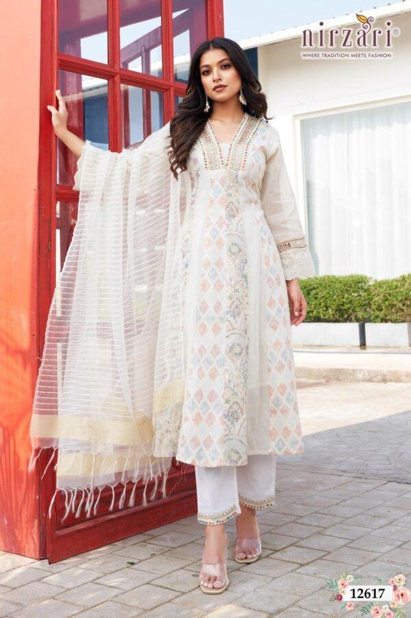 White Cotton 3-Piece Kurti Set with Dupatta