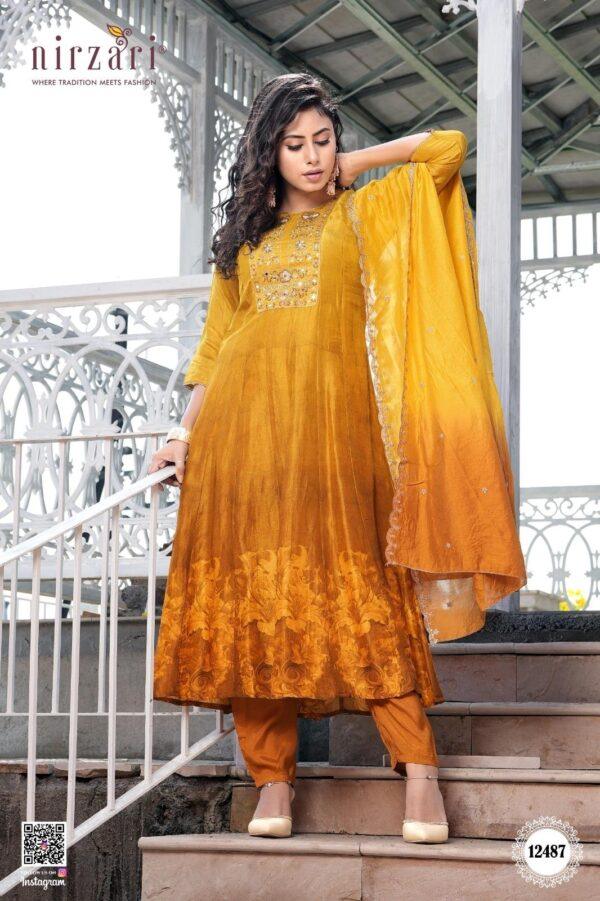 Yellow Kalli Dola Silk 3-Piece Kurti Set with Dupatta
