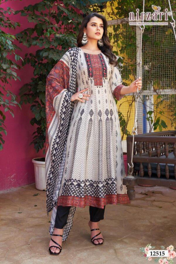 Ivory Kalli Dola Silk 3-Piece Kurti Set with Dupatta