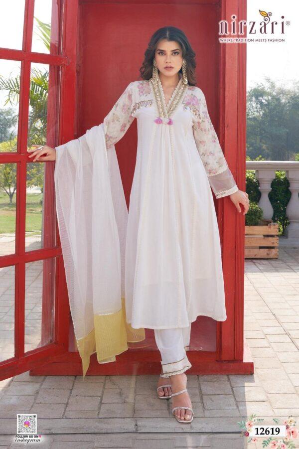White Mul Cotton 3-Piece Kurti Set with Dupatta